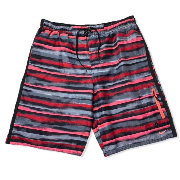 Nike Other - Nike black red gray striped swim hybrid shorts M